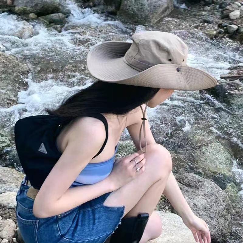 XIN SHENG XIANG Summer Wide Brim Sun Protection Bucket Hat