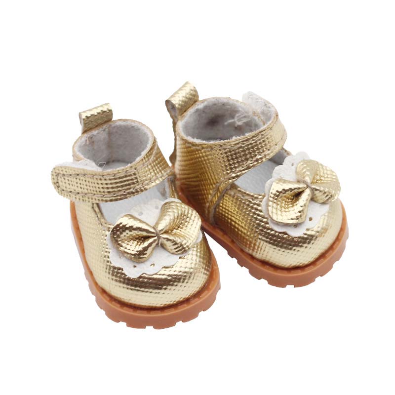 1 pair Mini DollS Shoes White Pink Bow Shoes for 10cm Cotton Doll Shoes Accessories Princess Small Leather Shoes DIY Doll Toy