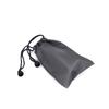 Waterproof Gray Drawstring Bag for Power Bank, Phone, Hard Drive, and Selfie Stick.