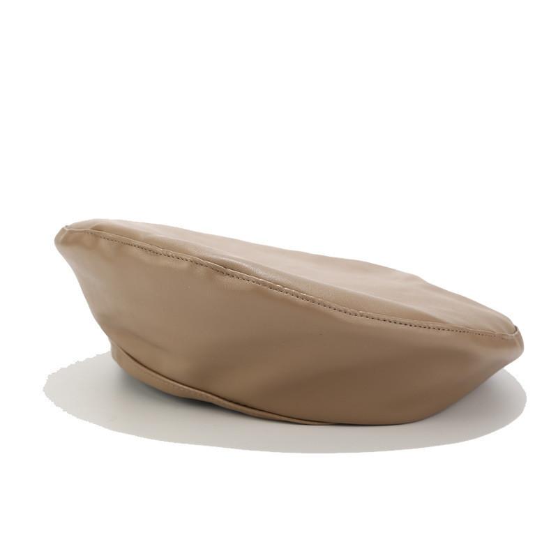 Simple Design Faux Leather Beret With Short Brim And Windproof Function For Summer Fashion