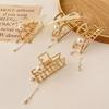 Metal Butterfly Pearl Butterfly Pendant Hairpin Pure Color Sweet and Lovely Gentle Girl Simple Hairpin