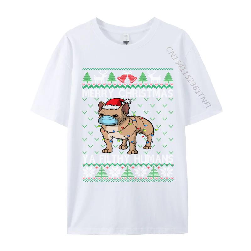 Merry Christmas Frenchie Dog Ugly Christmas French Bulldog TShirts High Quality Cotton TShirt Brand New Cool