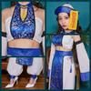 Clearstone Cosplay Halloween Oriental Blue Cool Jiangshi Costume for Women, Blue