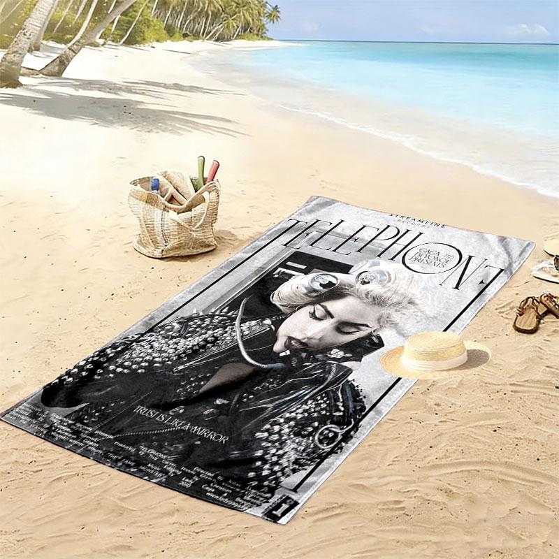 Lady Gaga Bold Print Beach Towel, Large Soft Quick Dry Towel for Beach Camping Swimming
