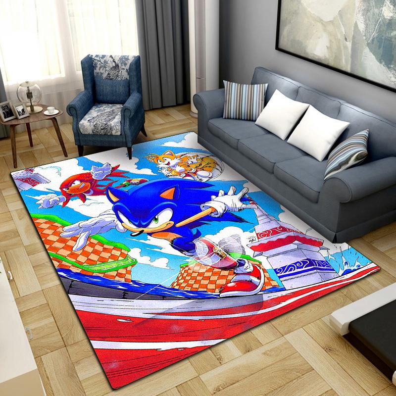 Cartoon Sonic Hedgehog Rug for Home Decoration,Washable Non-slip Large Rug Floot Mat LXRa35