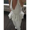 Spring Summer Women's Polka Dot Print 2 Piece Sets, Y2K Sexy Halter Neck Camisole + Wide Leg Long Pants Outfits, Casual Streetwear Matching Sets