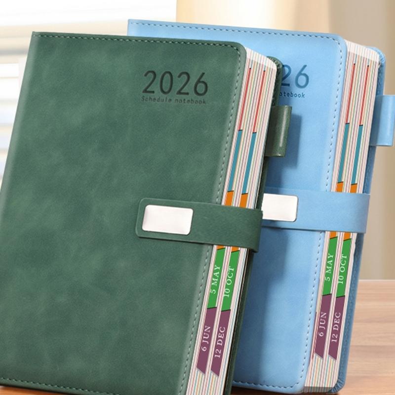 Agenda 2026 con 400 Pagine Datate Chiusura con Bottone Magnetico Rivestimento in PU Quaderno Journal Accademico per la Pianificazione Giornaliera