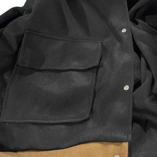 Yousheng Wollmantel mit Revers Einreihiges Design Farbblock-Stil Jacke mit Taschen Herbst Winter Herren Oberbekleidung
