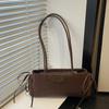 Textured Leopard Print Shoulder Bag Polyester Underarm Bag Trendy Handbag  Daily Use