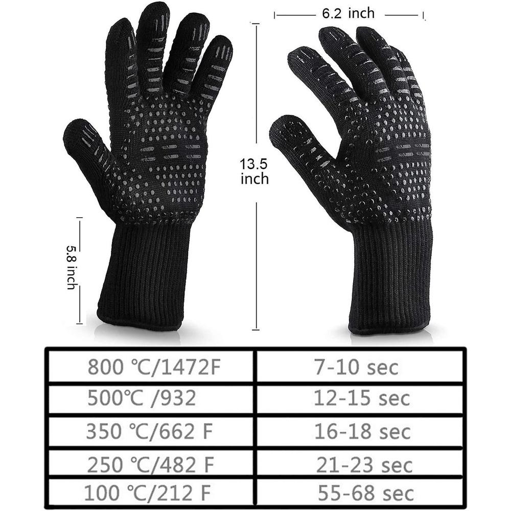 1 Pair Barbecue Gloves,up To 800c Universal Non-slip Heat Resistant Oven Gloves