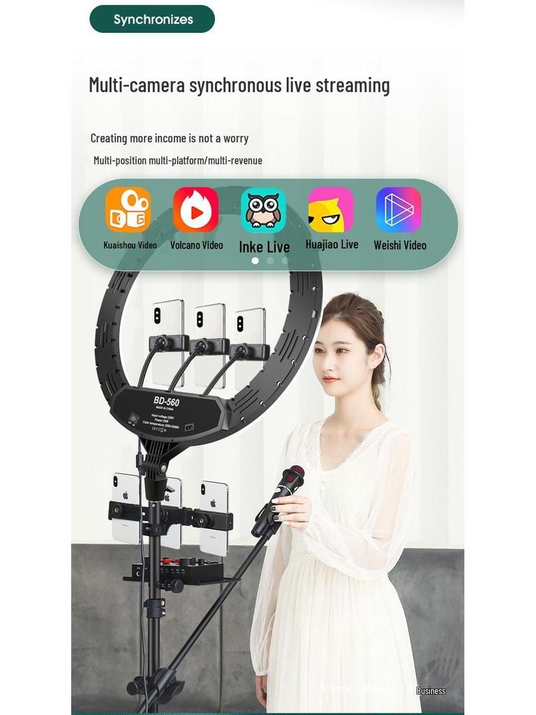2025 Ring Light Stand for Live Streaming & Beauty Selfies - 22-inch Mobile Phone Holder for Influencers