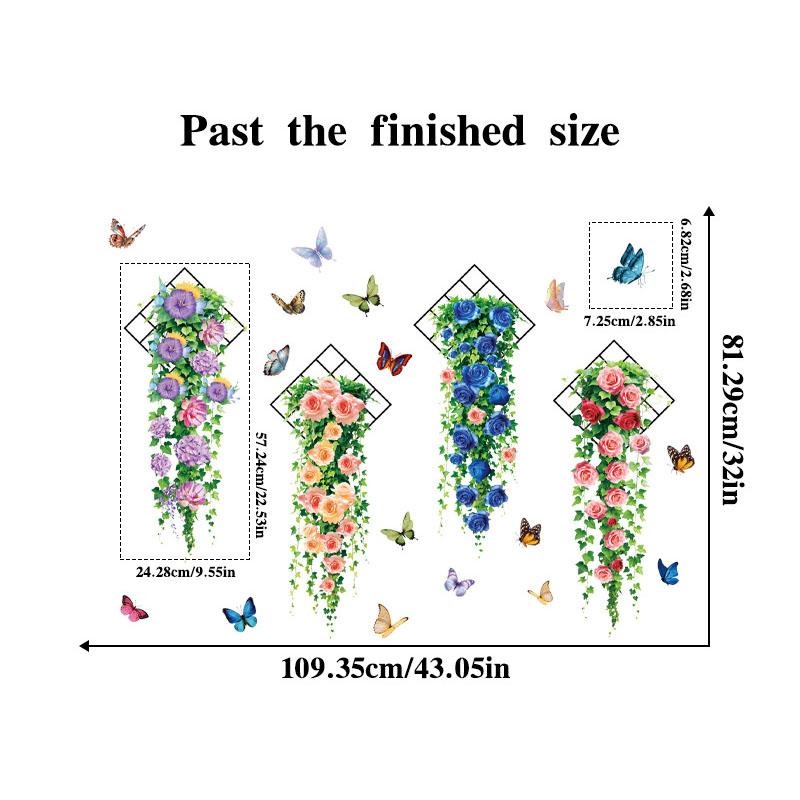 Romantic Covenant Art Flower Wall Sticker Self Adhesive for Bedroom Living Room Sofa Background Wall Decoration