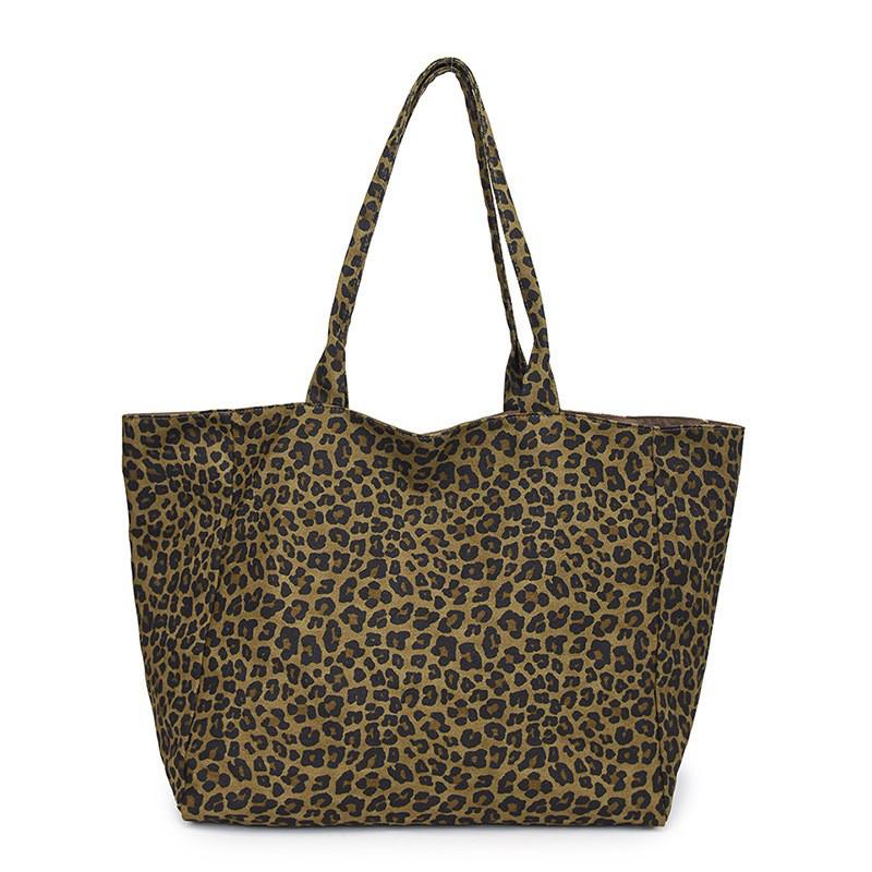 Autumn/Winter 2025 Leopard Print Canvas Tote - Large Capacity Mommy & Shopping Shoulder Bag