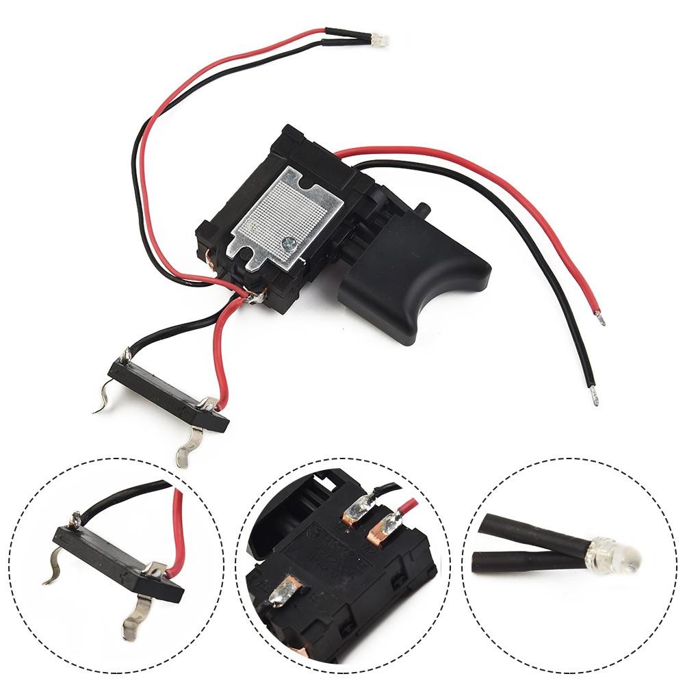 1pc Trigger Switch Electric Cordless 16A 7.2V-24V Push Button With Small Light