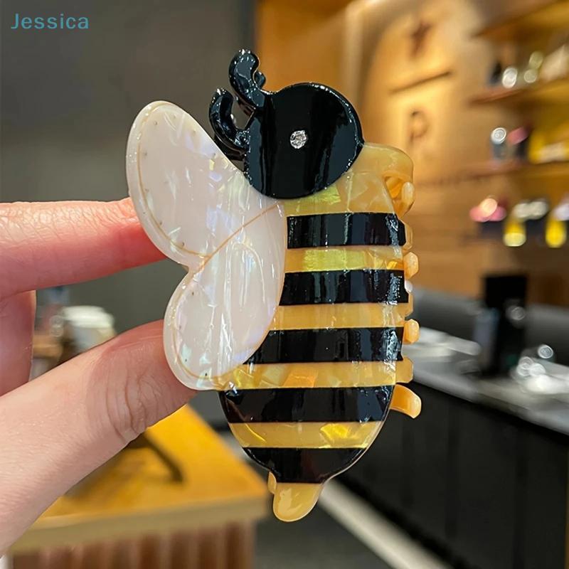 Creative Bee Ball Shape Shark Hair Gripper Claw Acrylic Animal Hair Clip Girls Hair Accessories