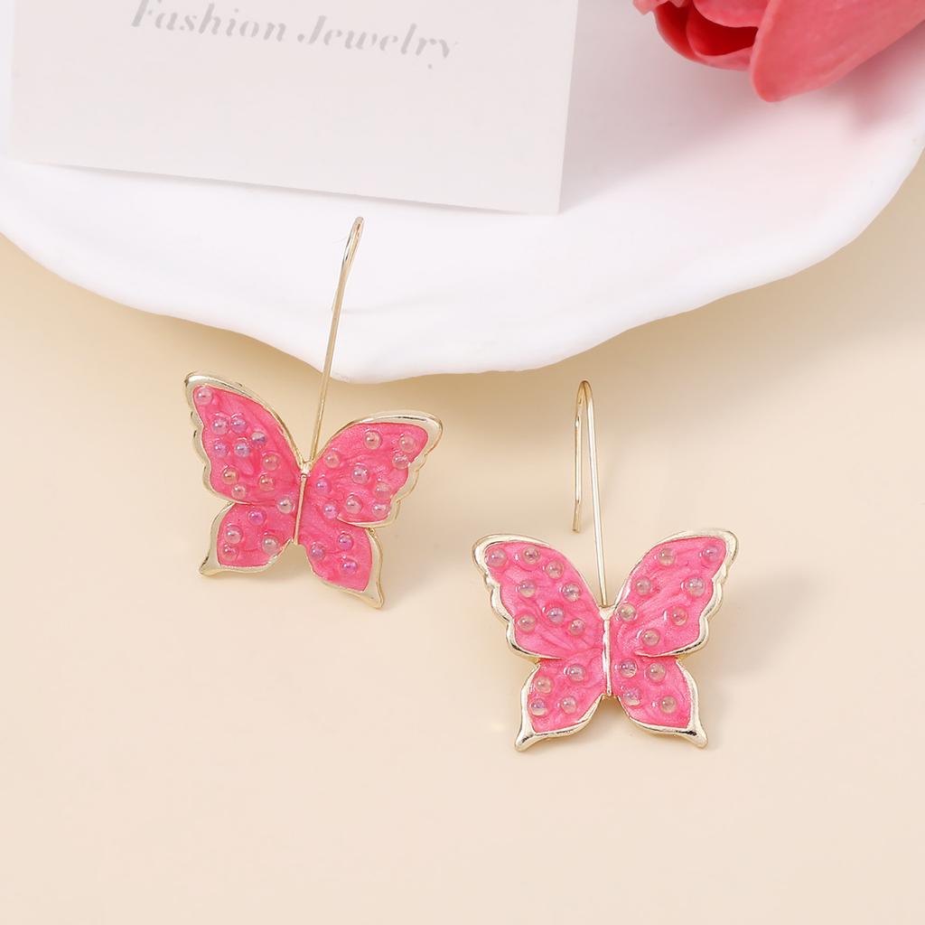 Japan and South Korea's New Niche Design, Sweet, Small, Fresh, Dripping Oil, Colorful Butterfly Ear Hooks, Essential Earrings for Spring Hipsters