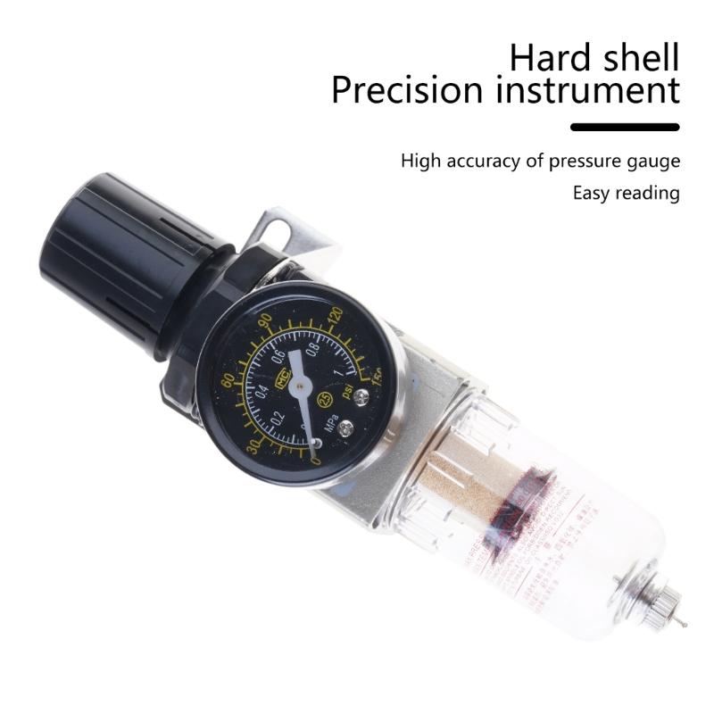 1/4 Zoll Luftkompressor Wasserabscheider & Druckregler mit Manometern Manuelle Ablassventile & Montagehalterungen Upgrades