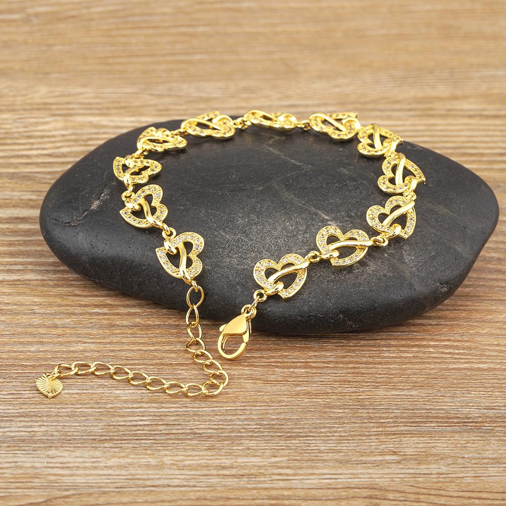 Nidin New Arrival Elegant Flower/Airplane/Star/Heart Shape Shiny Zircon Chain Bracelets Adjustable Accessories Jewelry For Women