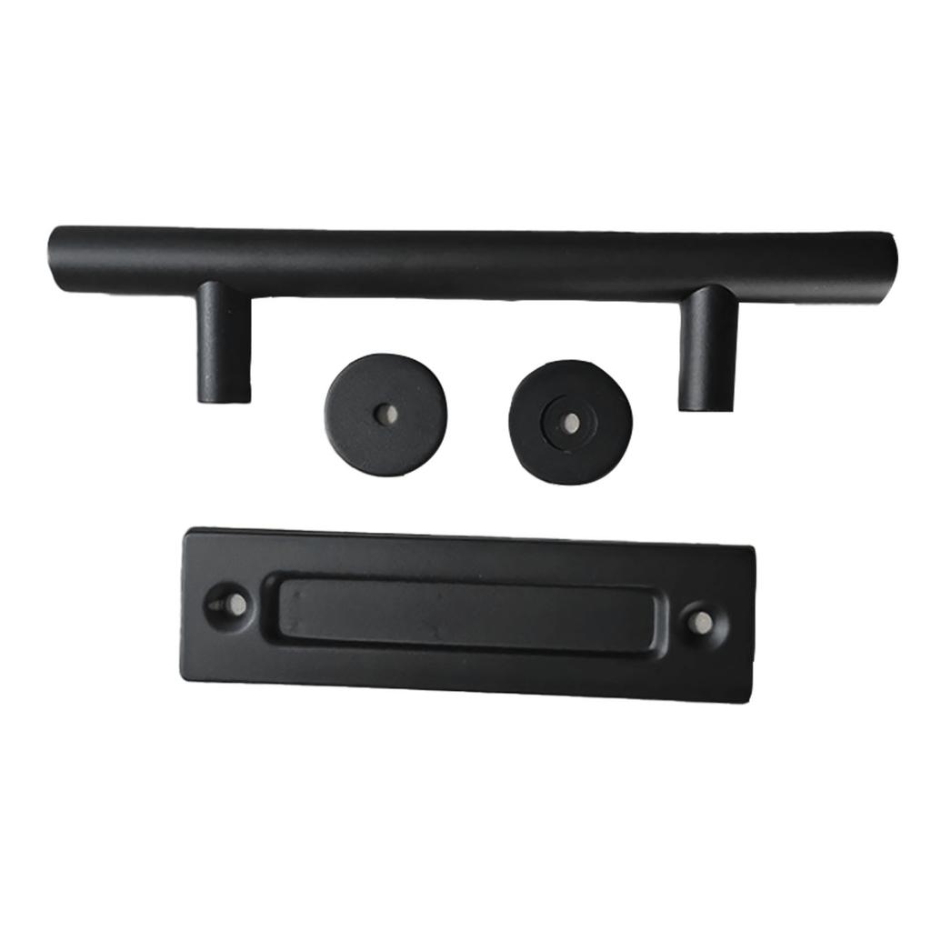 Sliding Barn Door Handle Carbon Steel 4.8mm Thick Double Sided Barn Door Push Pull Handle Black