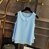 Women's Peter Pan Collar Double-Layer Chiffon Sleeveless Blouse