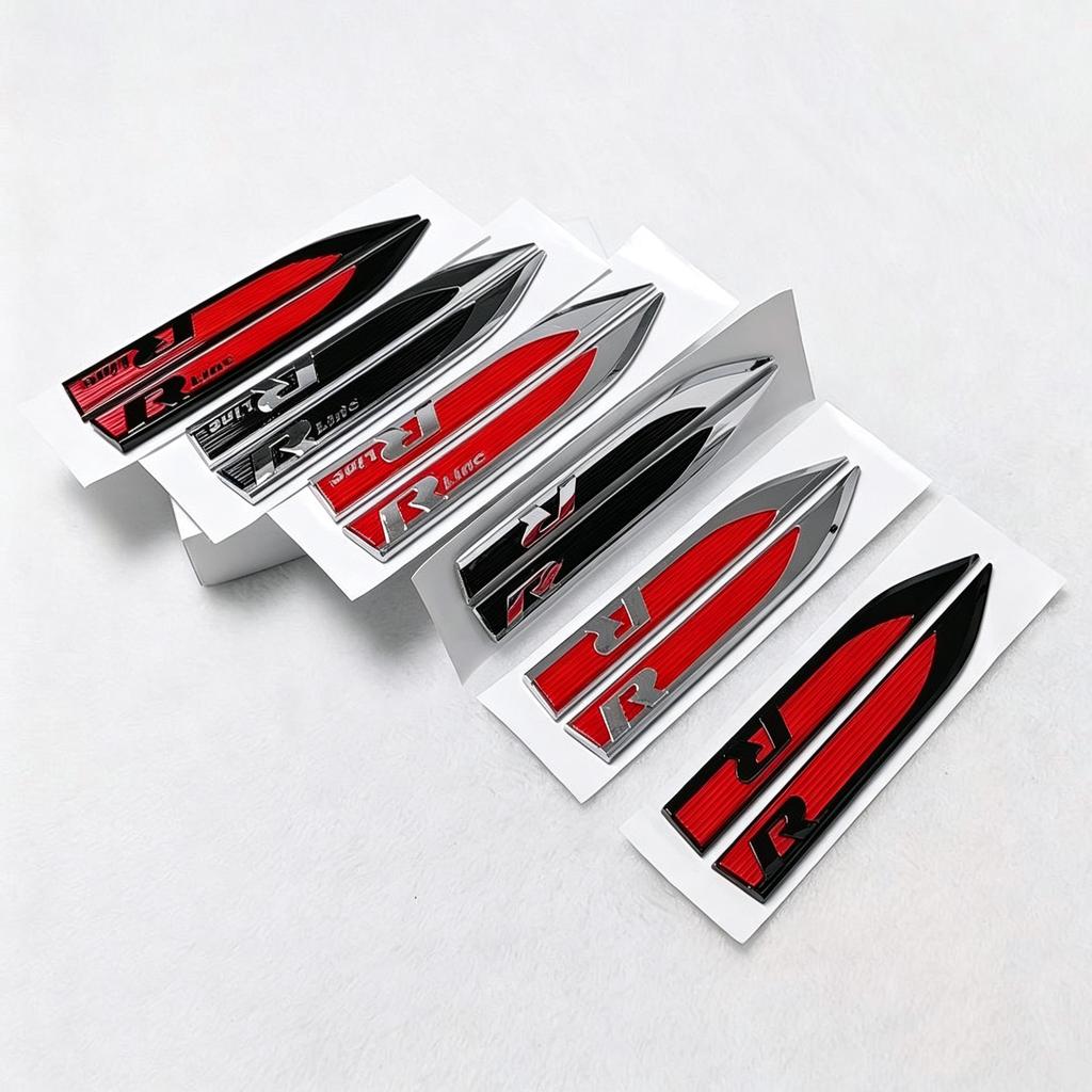 1Pair V W R/R Line Logo Car Side Fender Emblem Badge Sticker Car Styling Accessories