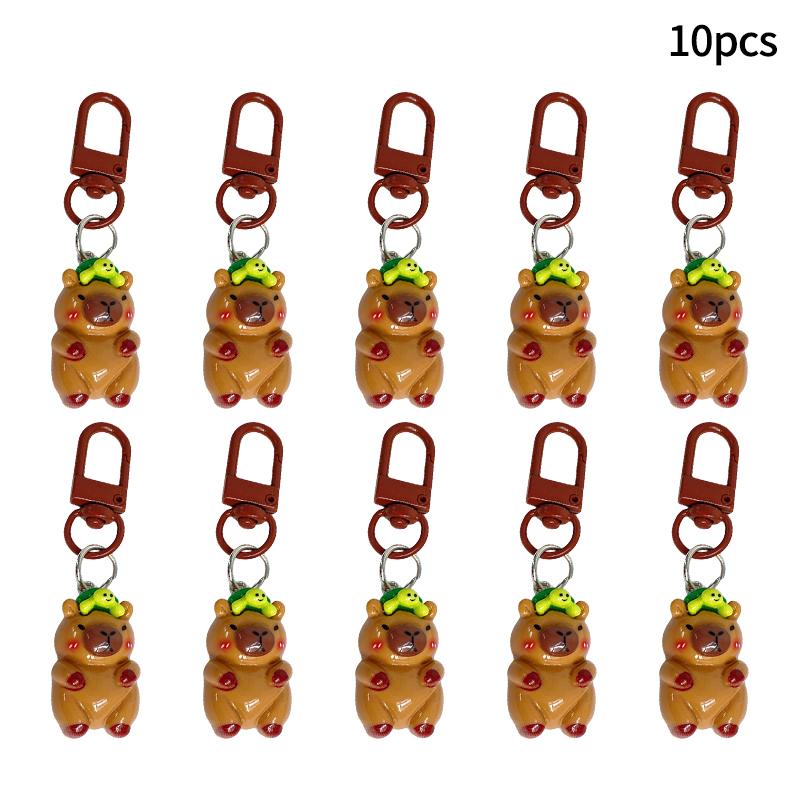 10Pcs Set Kapibala Hairpin Animation Sunglasses Capybara Headband Keychains Gifts For Guests Phone Bag Animal Pendants