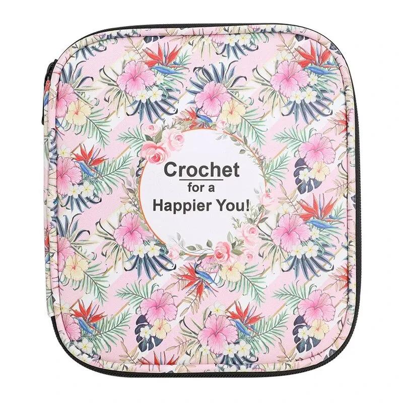 

Waterproof Knitting Tool Organizer - Multi-Compartment Crochet Hook Case with Customizable Floral Print & Locking Zipper 20x17x2.5cm