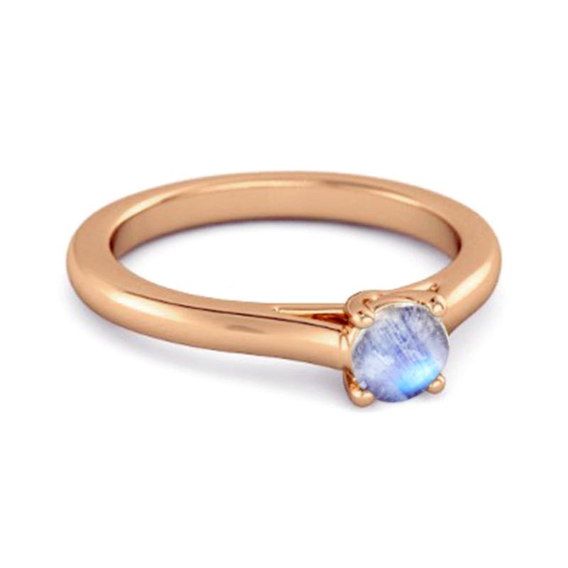 Solitaire Round Cut Moonstone 925 Sterling Silver Rose Gold Vermeil Promise Ring