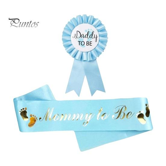 2Pcs Mommy To Be Sash Blue Pink Daddy To Be Badge Baby Shower Party Expectant Mother Father Costume Decoration Photo Prop Gender Reveals