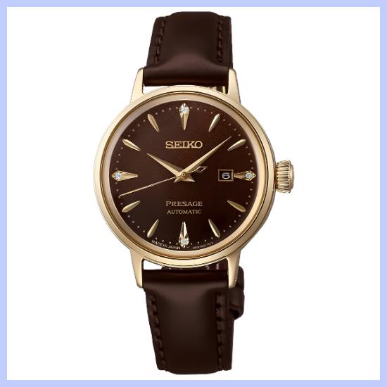 SEIKO Presage Women's Cocktail Time Automatic Watch Model SRRW008 Jamaican Coffee Dial Made In Japan