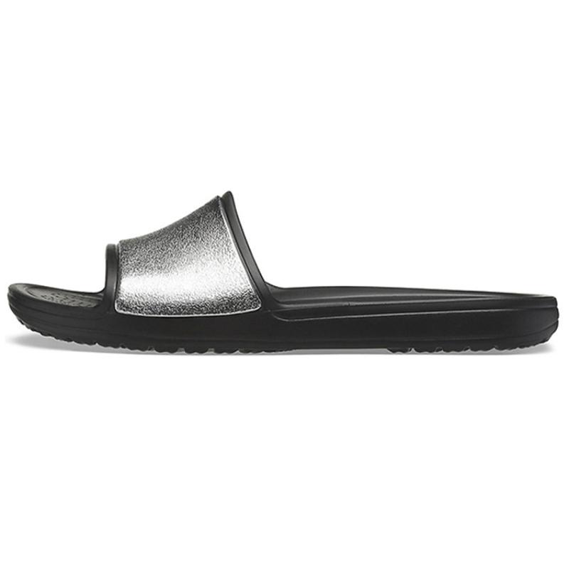 

Crocs Sloane Shine Low Slide Flat Casual Slippers Women s Black & Silver 36-37