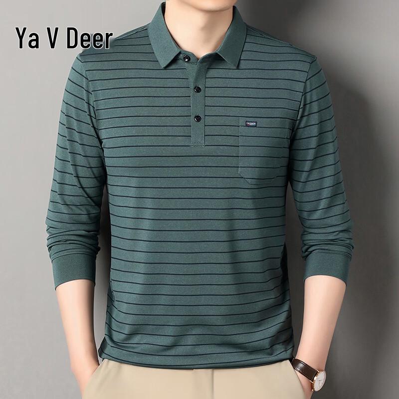 Men s Striped Long Sleeve Polo Shirt M