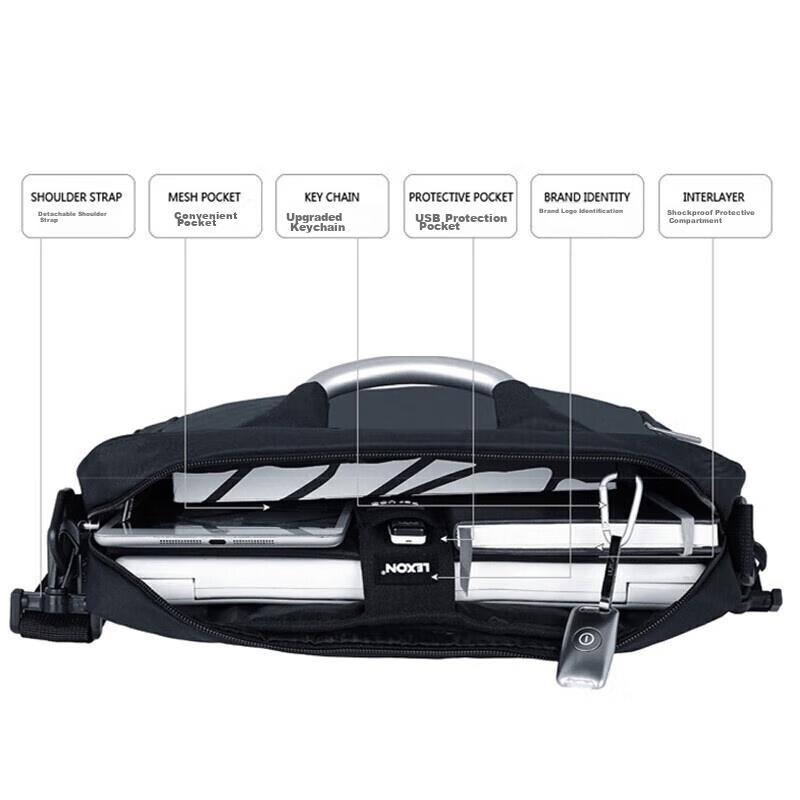 LEXON Laptop Bag, 13.3-Inch Notebook Shoulder Bag, Crossbody Business Briefcase, Casual Laptop Backpack