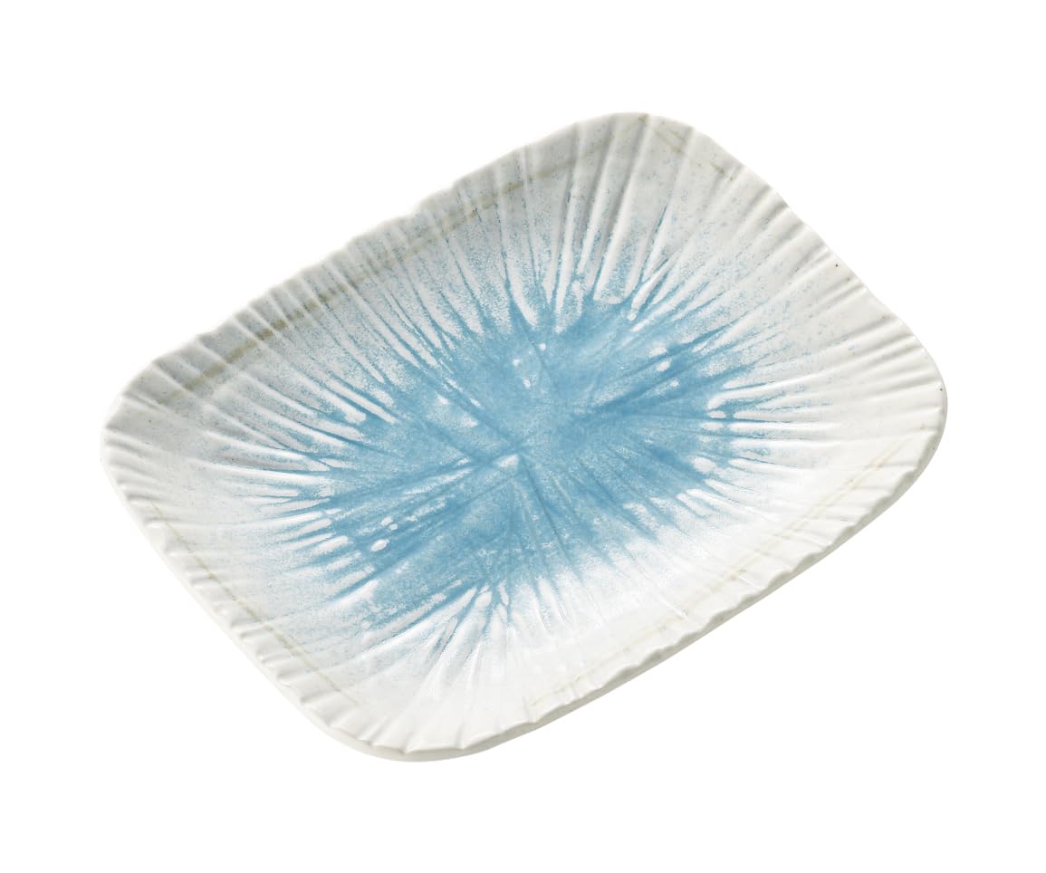 

EAST table Shizuku Carved Tokusa Pattern Yakitori x x Made in Microwave and Dishwasher Safe (Drop) Plate, 20.5 16.0 H2.7 cm, Japan, синий