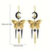 Retro Exaggerated Black Moon Gold Color Butterfly Star Sword-shaped Tassel Pendant Earrings for Women Exquisite Charm Jewelry