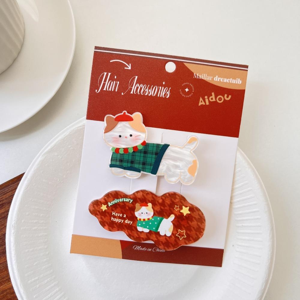 

Рождественская заколка для волос в виде щенка, рождественская заколка для волос в виде котенка, заколка для волос в виде кошки, акриловая заколка для волос в виде кошки, вечеринка Style B