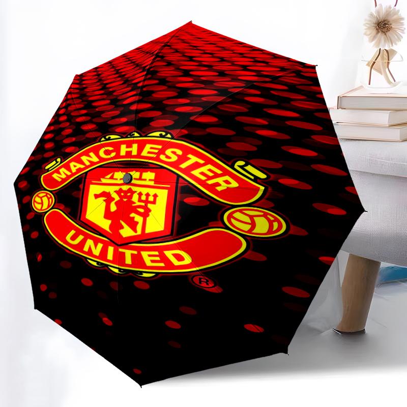 1pz Ombrello Automatico Robusto a 8 Stecche, Ombrello Manchester United Manchester City, Stampato Digitalmente, Ombrello Pieghevole per Uso Esterno in Movimento