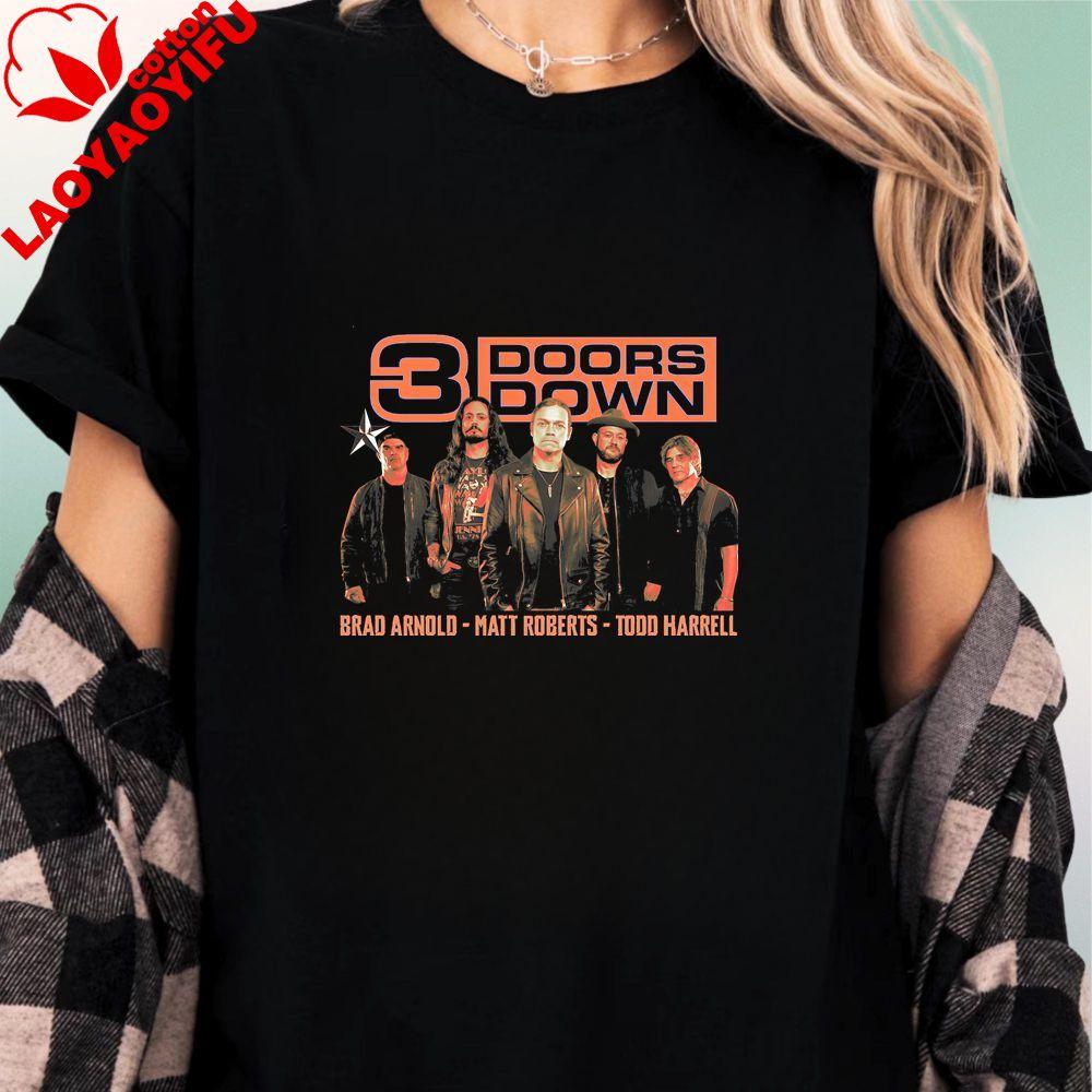 3 Doors Down Trendy Harajuku ShortSleeved Unisexs and WoUnisexs Universal Retro Counterfeit Style Pattern Cotton TShirt