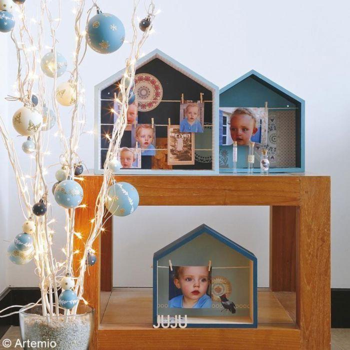 2 blocs de 3 étagères maison en bois