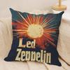 Band Lled Zzeppelin Cushion Cover Silky Short Plush Sofa Pillow Cover Hidden Zipper Soft Dustproof Case for Home Decor