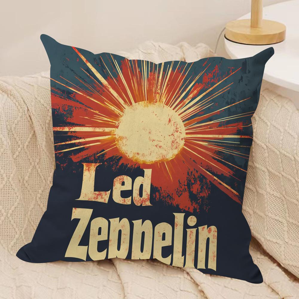 Band Lled Zzeppelin Cushion Cover Silky Short Plush Sofa Pillow Cover Hidden Zipper Soft Dustproof Case for Home Decor