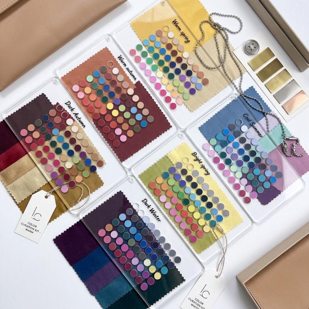 6PCS Transparent Base Sided Acrylic Swatch Palette Color Analysis Cards  Clothing Matching Supplies