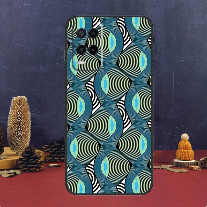 Afrikanischer Wachsmusterstoff für OPPO A17 A77 A58 A78 A98 A15 A5 A9 A96 A76 A16 A54 A74 A94 A52 A72 A79 A57S A53S Hülle