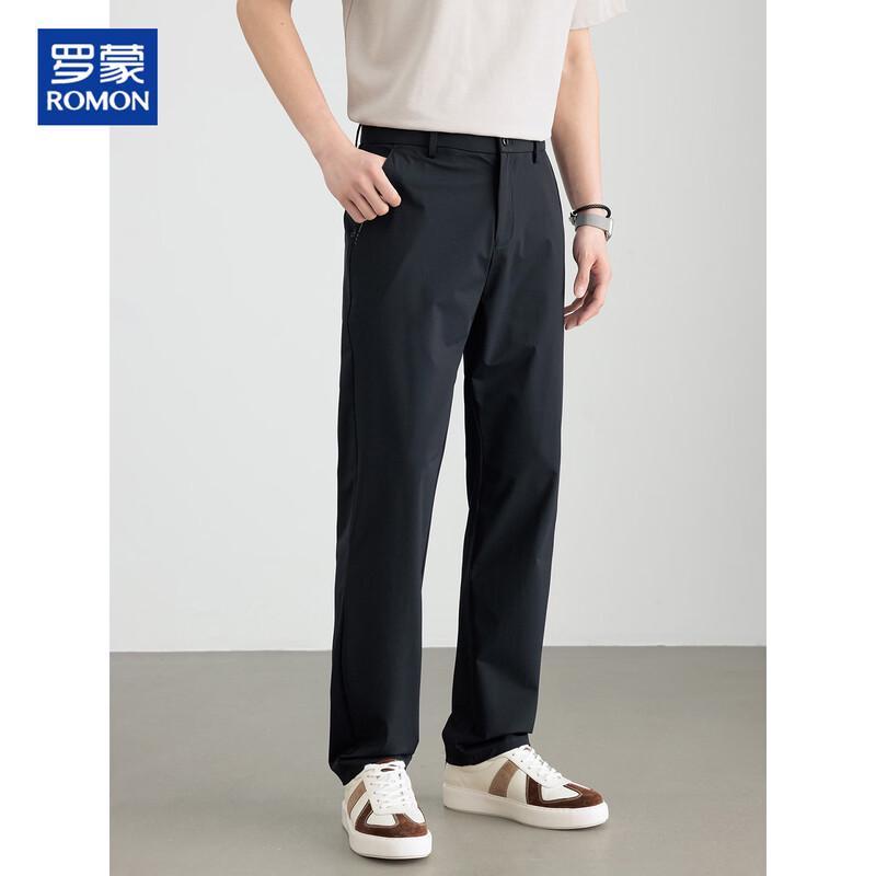 ROMON Men's Straight-Leg Ice Silk Casual Business Pants