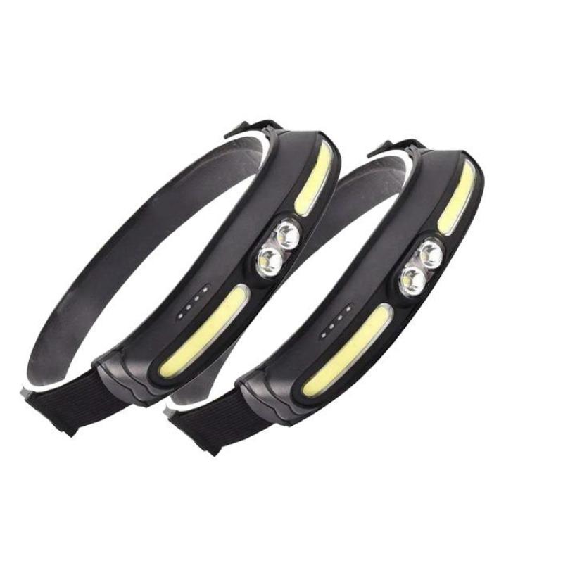 Cross border new COB headlight dual light source red and white outdoor running light Type-C charging cycling night fishing LED headlight