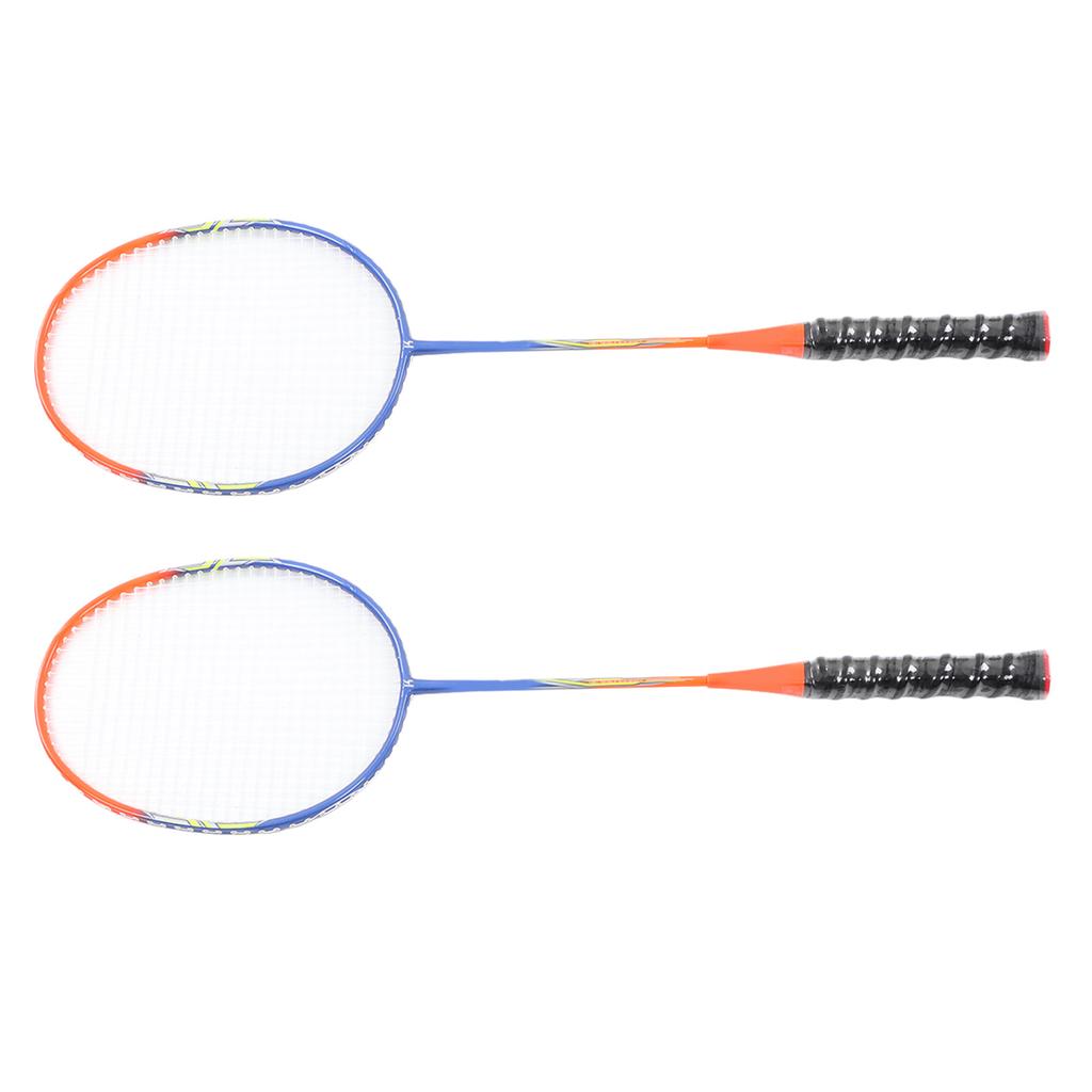 2 Pcs Badminton Racket Ferroalloy One Piece Skidproof Handle Orange Badminton Racquets Set for Beginner Professional