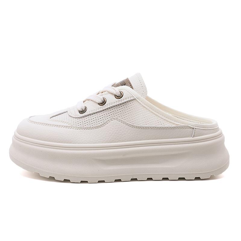 

ZY1829 Baotou half slippers women s heel-less mesh hollow and breathable fashion lazy one-pedal sandals white shoes 40