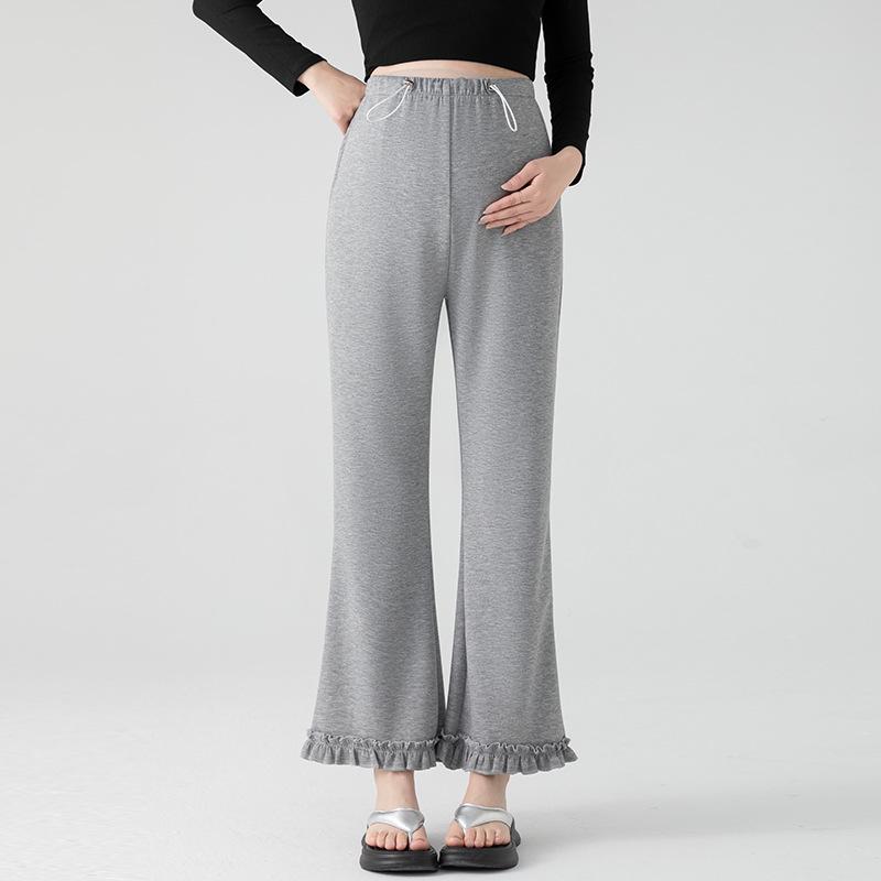 2026 Spring/Summer Maternity High-Waist Slim Flare Pants with Ruffles Medium