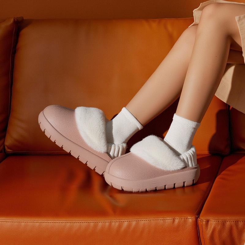 Wodoodporne bawełniane kapcie na pięcie dla mężczyzn i kobiet, zimowe, aksamitne, na grubej podeszwie, antypoślizgowe, odpinane, do noszenia w domu, ciepłe bawełniane buty