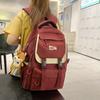 Blocked Color Fashionable Letter Decoration Large Capacity Student Backpack